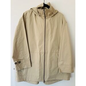 we-ar4 Limonta Oversized Zip Up Hooded A-Line Safari Parka Jacket in Khaki Large